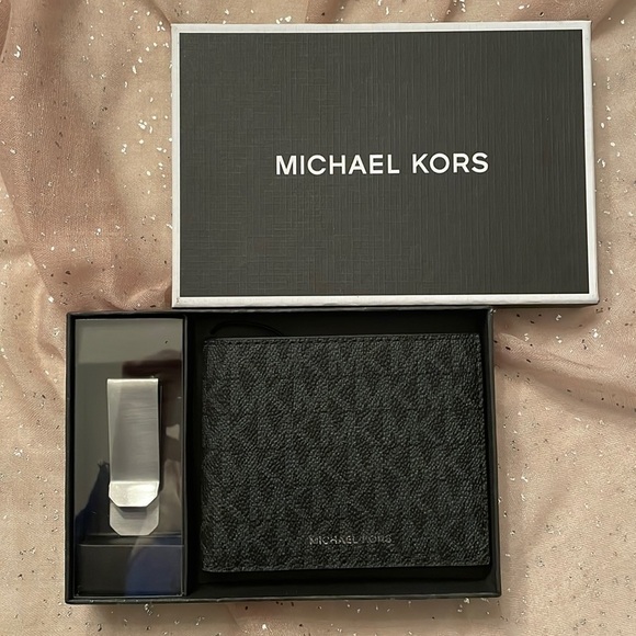 Brand New Michael Kors Black Slim Billfold Men's Wallet w/ Money Clip Box Set - Picture 14 of 14